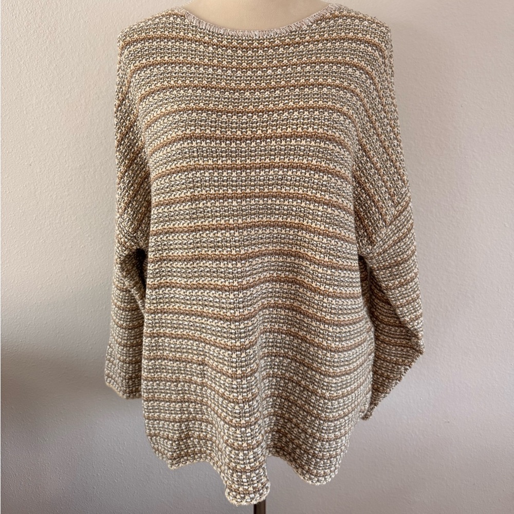VTG Express Tricot Neutral Striped Knit Sweater